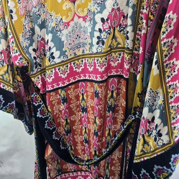 Anthropologie Kimono Womens XS S Blue Velvet Robe Wrap Long Zadie Tie Boho Cover - Picture 8 of 16